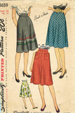 1940s Vintage Simplicity Sewing Pattern 1659 Easy WWII Misses Skirt Sz 24 Waist