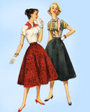 1950s Vintage Simplicity Sewing Pattern 1736 Simple Skirt and Blouse Size 12 32B