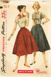 1950s Vintage Simplicity Sewing Pattern 1736 Simple Skirt and Blouse Size 12 32B