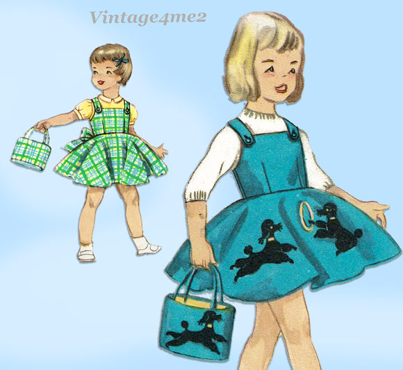 1950s Vintage Simplicity Sewing Pattern 1746 Uncut Toddler Girls Poodle Skirt 4