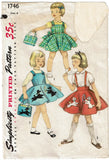 1950s Vintage Simplicity Sewing Pattern 1746 Cute Toddler Girls Poodle Skirt 6