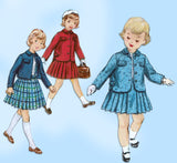 1950s Vintage Simplicity Sewing Pattern 1747 Uncut Toddler Girls Suit Sz 4