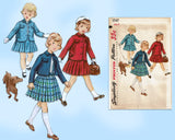 1950s Vintage Simplicity Sewing Pattern 1747 Uncut Toddler Girls Suit Sz 4