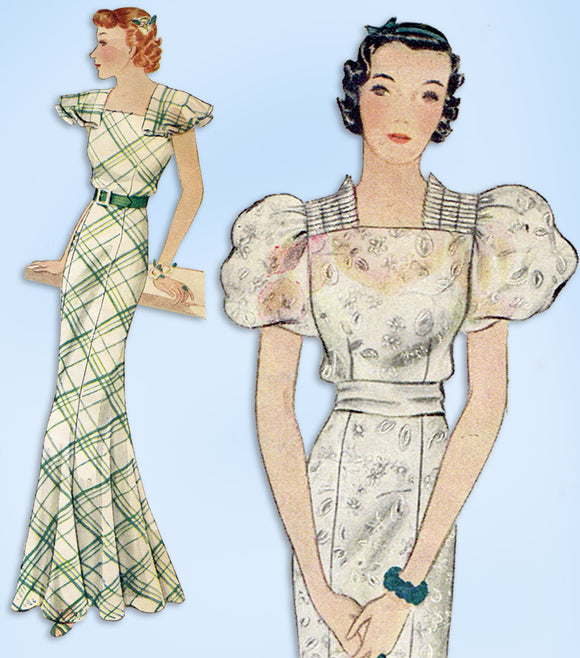 1930s Original Vintage Simplicity Pattern 1771 Gorgeous Misses Evening Gown 35 B