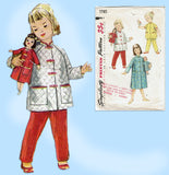 1950s Vintage Simplicity Sewing Pattern 1785 Uncut Girls Pjs & Doll Pjs Size 4