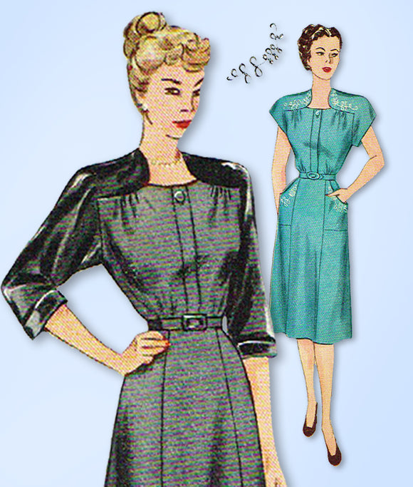 1940s Vintage Simplicity Sewing Pattern 1797 Uncut Plus Size Ladies Dress 44 B