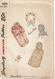 Simplicity 1804: 1940s Uncut Easy Infants Sleeper Set Vintage Sewing Pattern