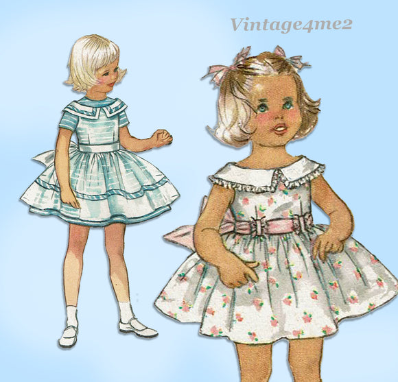 Simplicity 1825: 1950s Uncut Toddler Girls Dress Size 6 Vintage Sewing Pattern