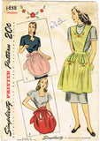 1940s Vintage Simplicity Sewing Pattern 1838 Charming Misses Apron Set Size Med