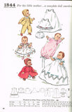 1950s Vintage Simplicity Sewing Pattern 1844 Tiny Tears 20 Inch Doll Clothes