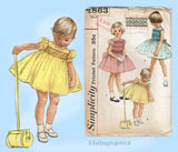 Simplicity 1863: 1950s Uncut Baby Girls Smocked Dress Sz 3 Vintage Sewing Pattern