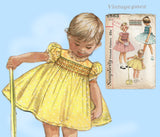 Simplicity 1863: 1950s Uncut Baby Girls Smocked Dress Sz 3 Vintage Sewing Pattern