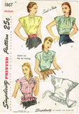 Simplicity 1867: 1940s Misses Wrap Around Blouse Sz Med Vintage Sewing Pattern