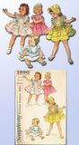 1950s Vintage Toddler Girls Dress & Pinafore 1957 Simplicity Sewing Pattern Sz 2