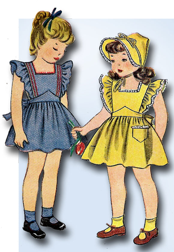 1940s Vintage Simplicity Pattern 1959 Uncut Toddler Girls Pinafore Dress Size 3