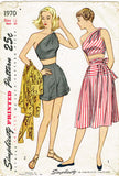 1940s Original Vintage Simplicity Pattern 1970 Misses 2 Pc Playsuit & Skirt 30 B