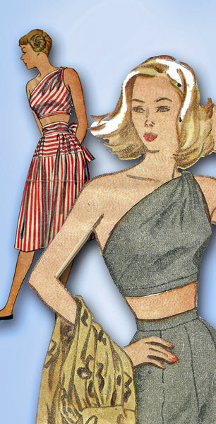 1940s Original Vintage Simplicity Pattern 1970 Misses 2 Pc Playsuit & Skirt 30 B