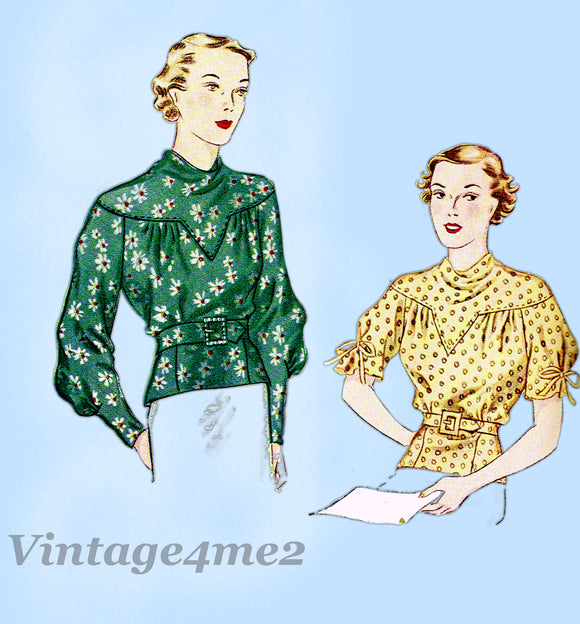 Simplicity 1987: 1930s Misses Shirred Blouse Size 36 Bust Vintage Sewing Pattern