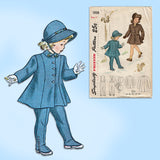 Simplicity 1998: 1940s Uncut Toddler Girls Coat & Hat Sz4 Vintage Sewing Pattern