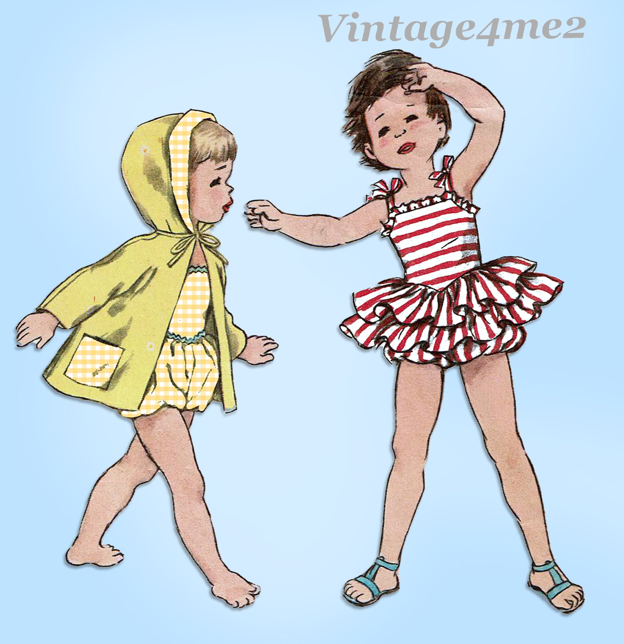 Simplicity 2094: 1950s Cute Baby Girls Bathingsuit Size 2 Vintage Sewi –  Vintage4me2