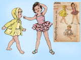 Simplicity 2094: 1950s Uncut Baby Girls Bathingsuit Sz 1 Vintage Sewing Pattern