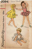 Simplicity 2094: 1950s Uncut Baby Girls Bathingsuit Sz 1 Vintage Sewing Pattern