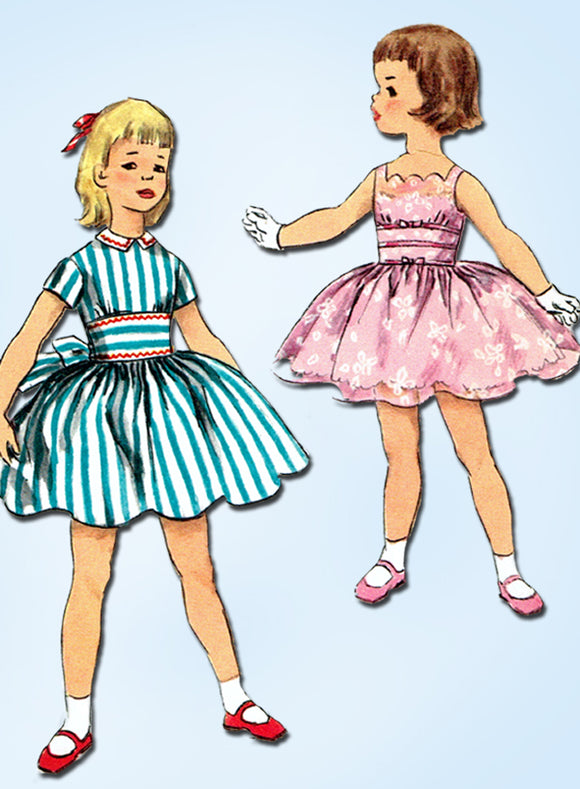 1950s Original Vintage Simplicity Pattern 2097 Toddler Girls Party Dress Size 3