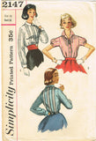 1950s Vintage Simplicity Sewing Pattern 2147 Uncut Misses Tucked Blouse Sz 34 B