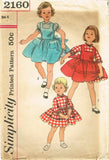 1950s Vintage Simplicity Sewing Pattern 2160 FF Toddler Girls Dress Jumper Sz 6