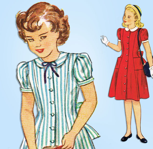 1940s Vintage Simplicity Sewing Pattern 2194 Cute Girls Princess Dress ...