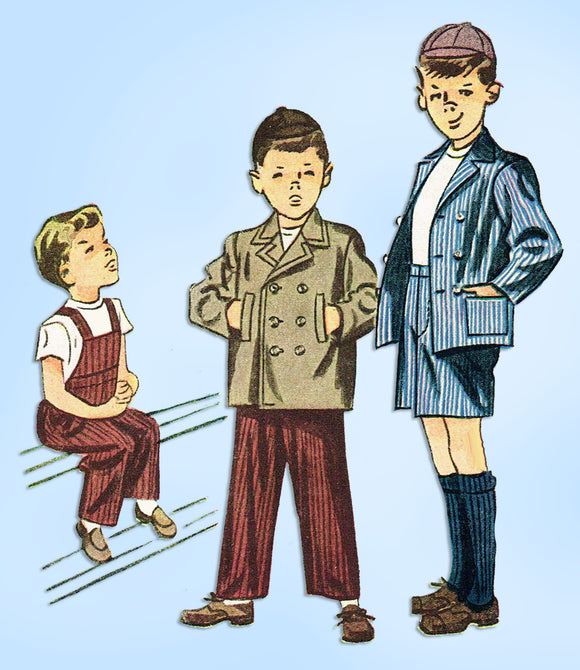 1940s Vintage Simplicity Sewing Pattern 2205 Cute Toddler Boys Suit & Coat Sz 2 - Vintage4me2