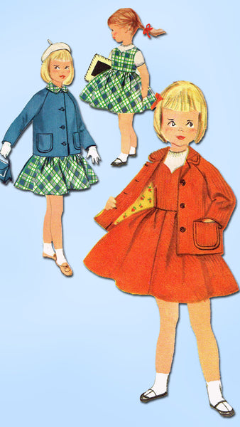 1950s Vintage Simplicity Sewing Pattern 2246 Toddler Girls Suit Easy to Make Sz4