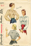 1940s Vintage Simplicity Sewing Pattern 2277 Easy Misses Tucked Blouse Sz 16 34 B