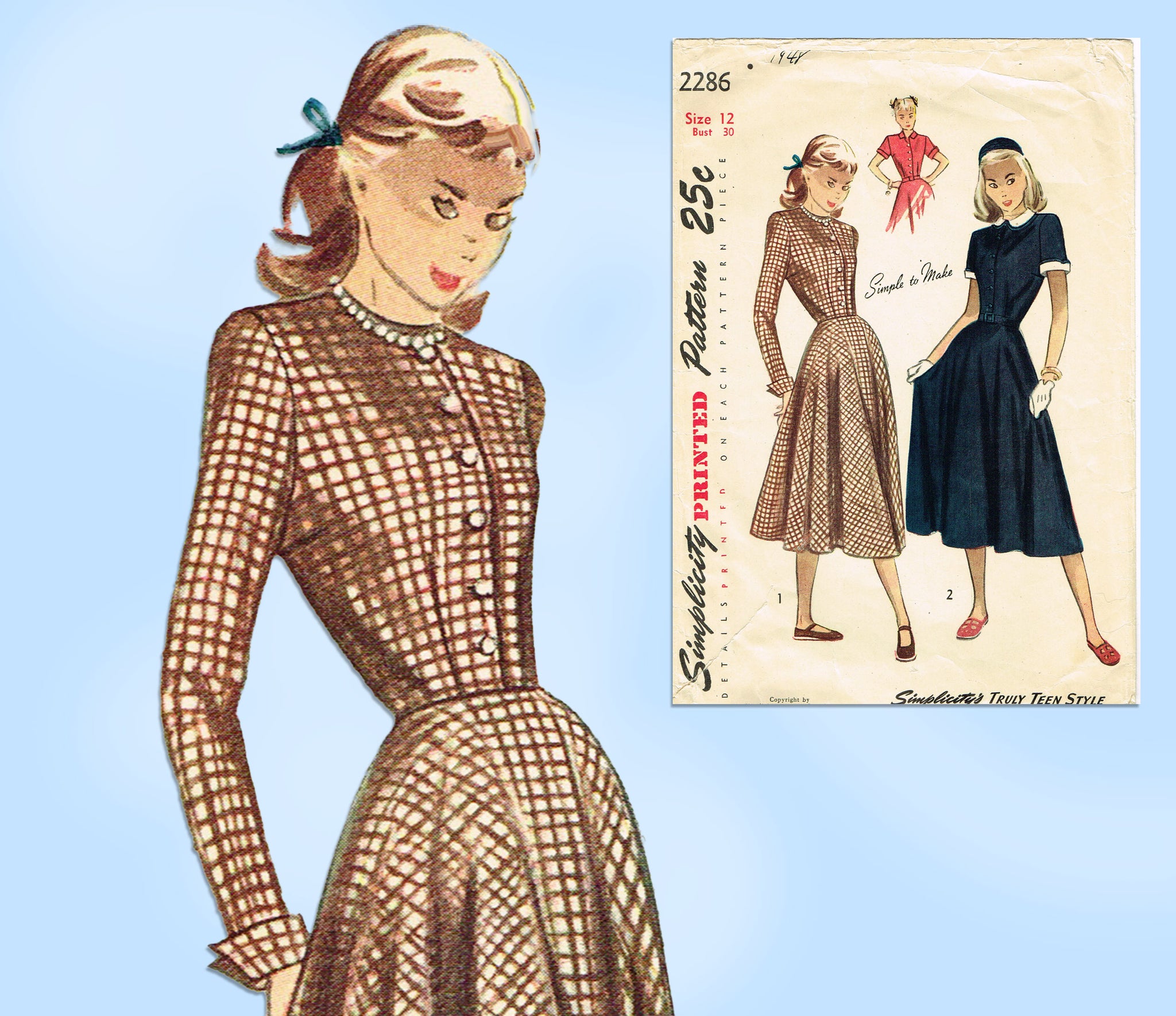 1960s CUTE Flared Dress Pattern SIMPLICITY 8013 How To Sew Pattern Bust 38  Vintage Sewing Pattern UNCUT