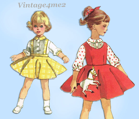 1950s Vintage Simplicity Sewing Pattern 2287 Toddler Girls Poodle Skirt Size 3