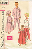 1950s Vintage Simplicity Sewing Pattern 2288 Toddlers Nightshirt Pjs & Cap Sz 5