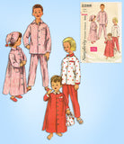 1950s Vintage Simplicity Sewing Pattern 2288 Toddlers Nightshirt Pjs & Cap Sz 5