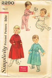 1950s Vintage Simplicity Sewing Pattern 2290 Uncut Toddler Pajamas and Robe Sz 3