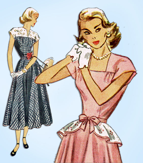 1940s Vintage Simplicity Sewing Pattern 2357 Misses Peplum Dress Size 29 Bust