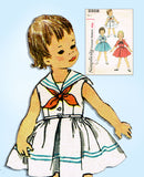 1950s Vintage Simplicity Sewing Pattern 2358 Uncut Toddler Girls Sailor Dress Sz 2