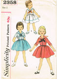 1950s Vintage Simplicity Sewing Pattern 2358 Uncut Toddler Girls Sailor Dress Sz 2