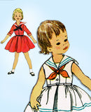 1950s Vintage Simplicity Sewing Pattern 2358 Uncut Toddler Girls Sailor Dress Sz 2