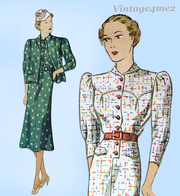 Simplicity 2364: 1930s Misses Dress & Jacket Size 36 Bust Vintage Sewing Pattern