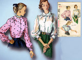 1940s Vintage Simplicity Sewing Pattern 2382 Misses Simple to Make Blouse Sz 34B