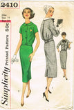 1950s Original Vintage Simplicity Pattern 2410 Misses 2 Piece Middy Dress Sz 34B