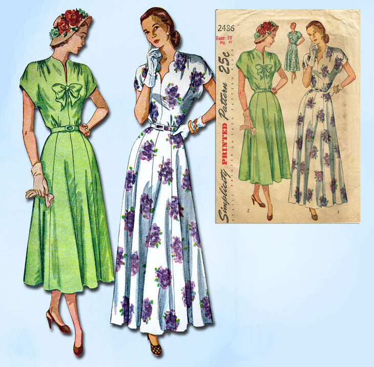 Simplicity Pattern 2486, 1940s Women's One Piece Dress, Size 16 - deals Sewing Pattern