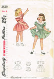 1940s Vintage Simplicity Sewing Pattern 2529 Toddler Girls Scalloped Dress Sz 2