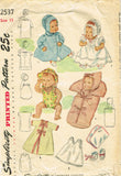 Simplicity 2537: 1940s Sweet 13inch Baby Doll Clothes Set Vintage Sewing Pattern