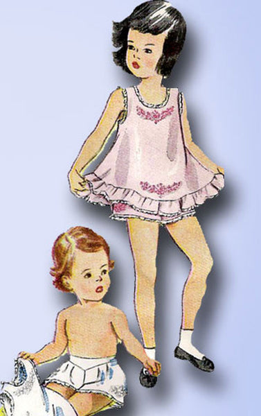 1940s Vintage Simplicity Sewing Pattern 2558 Uncut Toddler Girls Undies Set Sz 4