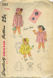 1940s Vintage Simplicity Sewing Pattern 2563 Baby Girls Dress Coat & Bonnet 6mos